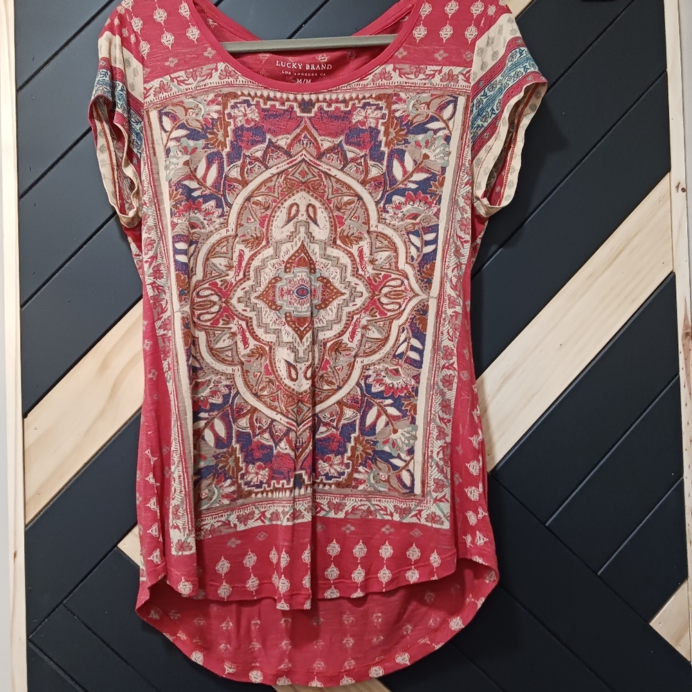Lucky Brand red bohemian shirt size medium